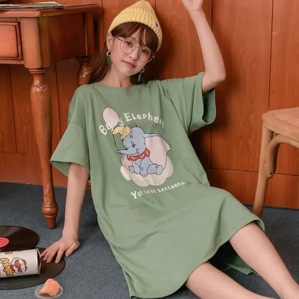덤보 원피스 잠옷 빅사이즈 그린 여름 반팔 디즈니 파자마