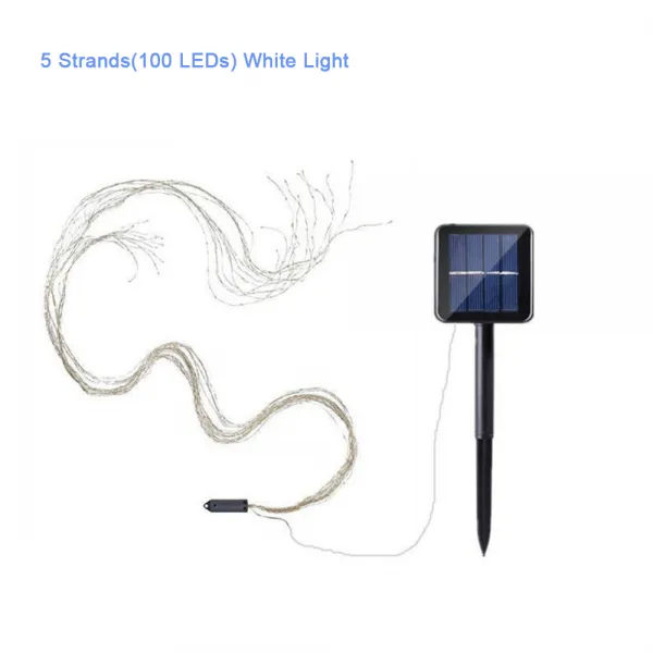 톰샤인 5 개 가닥 (100 LED) 8 모드 백색 개재 태양 전지 패널 방수 장식 휴일 조명 야외 파이프 스트링 광 정원 울타리, 검정, 흰색