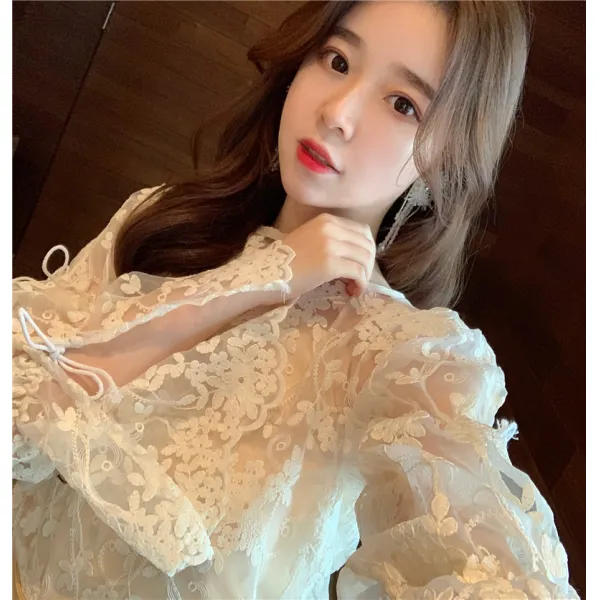 조춘 레이스자수플레어탑 동색계열끈나시[블라우스0002]