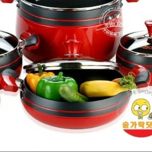 에이티엔 집들이 고객만족도 높은 6만원대 키친아트 신비 양수냄비 24cm 경질냄비 E-290606, 레드&블랙