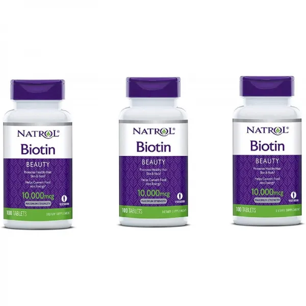 Natrol Biotin Beauty 10 000 Mcg 최대 강도 정제 100 Ea Pack Of 3 