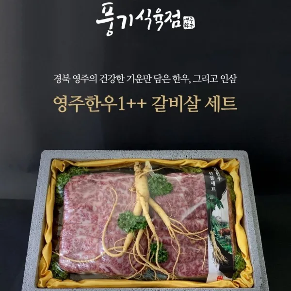 소백산영주한우 1++투뿔 한우살치살갈비살1200g선물세트 선물세트 6set
