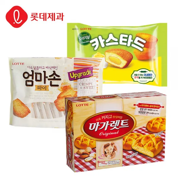 [본사직영]롯데제과 마가렛트352gX1개+카스타드276gX1개+엄마손파이254gX1개, 254g, 3개
