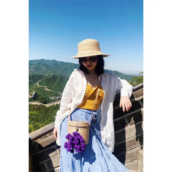 라탄백 ins핫아이템 왕골백 해변 바캉스 유행패션 컬러 엮은가방 크로스 우븐가방 원형가방 주문제작가능