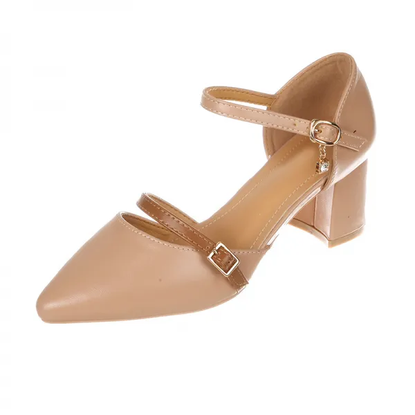 신춘 여름 통굽 샌들 여 캐주얼 굵기 굽 일자 버클 중공 단화