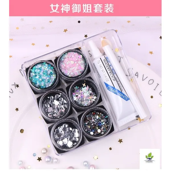 봉쥬애리 눈물을 뚫고 들어간다 눈초리 스티커 반짝이 여자 무대 화장함 색조메이크업 별 글리터, U59 -여신 여승무원 규빅  -B2