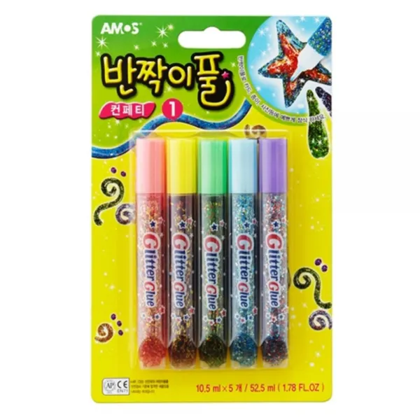마이찰리_mychale마켓_아모스 반짝이풀 컨페티 5개입 문구용풀 컬러풀 다용도반짝이풀 풀 미술풀_마이찰리_mychale 옵션없는_단일품목 옵션없는_단일품목