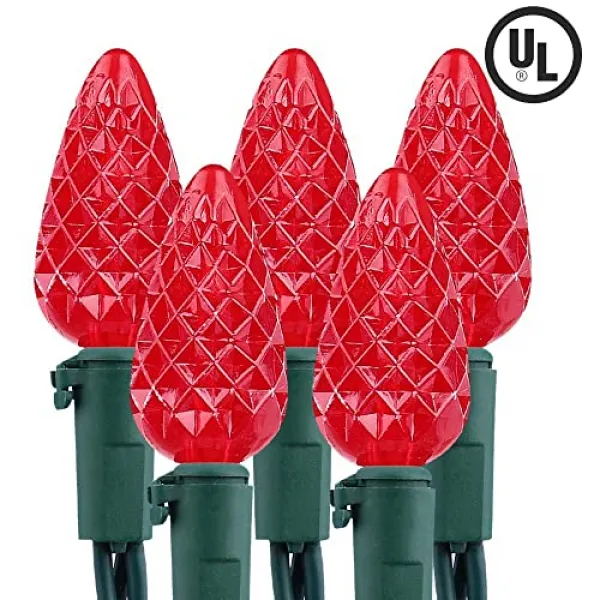 다각적 인 C5100 Led 스트링 조명 33 피트 미니 스트링 조명 120v Ul 인증 홀리데이 조명 세트 딸기 조명 실내 및 실외 장식용 테라스 지붕 및 Red Red