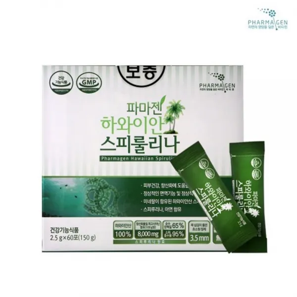 파마젠 하와이안스피룰리나60포(2개월분) 아연 미네랄함유 과학적성분배합 항산화 면역력 피부건강 섭취휴대간편 엄격품질관리 합성무첨가, 1개, 60포