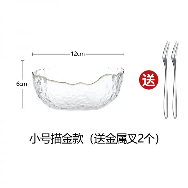투명 유리샐러드볼 가정용 노르딕 독창적 금색과 개성을 묘사하다 디저트 그릇 아침공기, 투명 금괴 유리 볼 스몰자 1개  2