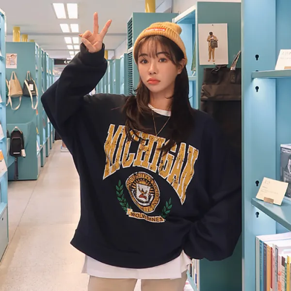 스위트바니 여성용 맨투맨 기모빈티지미시간