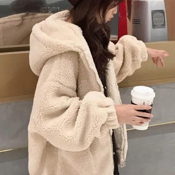  우유니샵 국내당일발송 왕뽀송 양털후드 집업 후리스점퍼