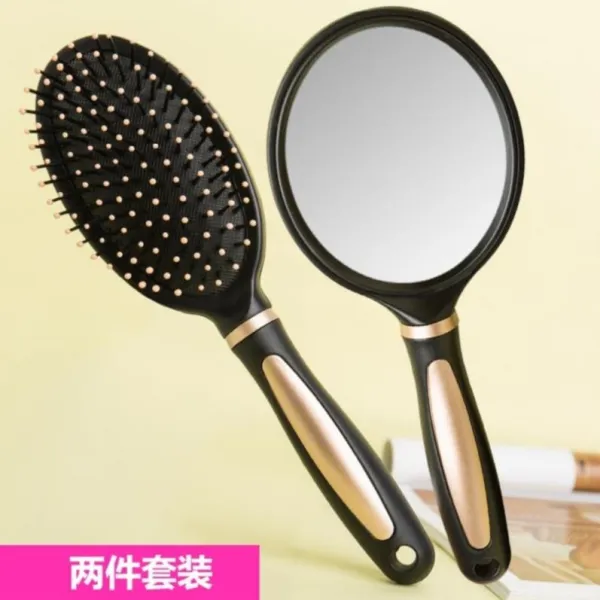 컬링빗 자 에어백빗 내부 단추 거울 불다 스타일링 단발 여성 볼륨 집에서 묵다 정전기, 골드 에어백빗 손거울