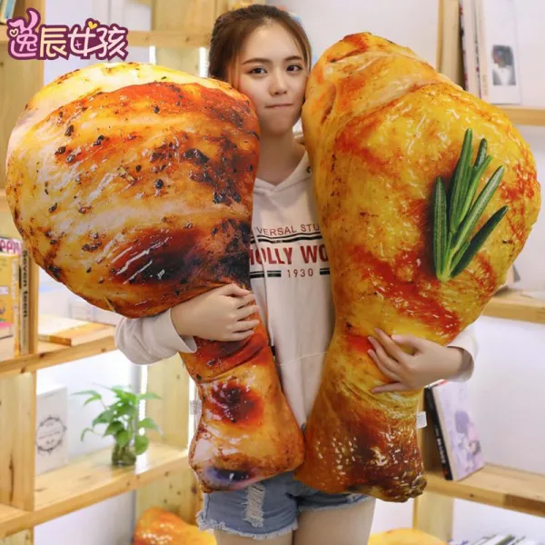 [해외직구] 치킨 쿠션 양념 훈제 닭다리 파닭 베개 군침도는 장식, 파닭다리
