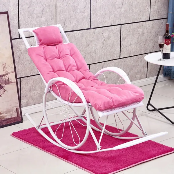 흔들의자 등나무의자 성인 낮잠 누울수있는의자 거실 베란다 편안한 의자 노인 캐주얼 덩굴 T03 화이트휠+도톰 매트+분카펫 세트 