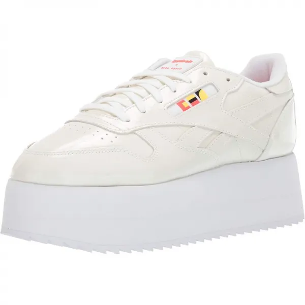 리복 여자신발 250사이즈 Reebok Women 's Classic 가죽 트리플 플랫폼 Gigi 스니커즈 화이트 / 네온 레