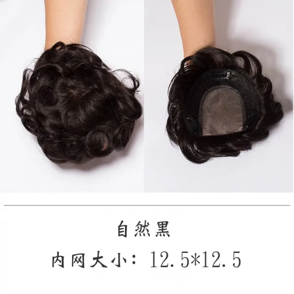 나 피에르 손 뜨개 머리 정수 가발 여 히든 무흔 보임 블럭 볼륨 앞머리 가림 백발 증발량, 1, JM05125X12520cm 내추럴