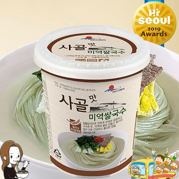 바다가득히 [사골맛미역쌀국수] 튀기지않은 건면 해조쌀국수 컵라면, 12개
