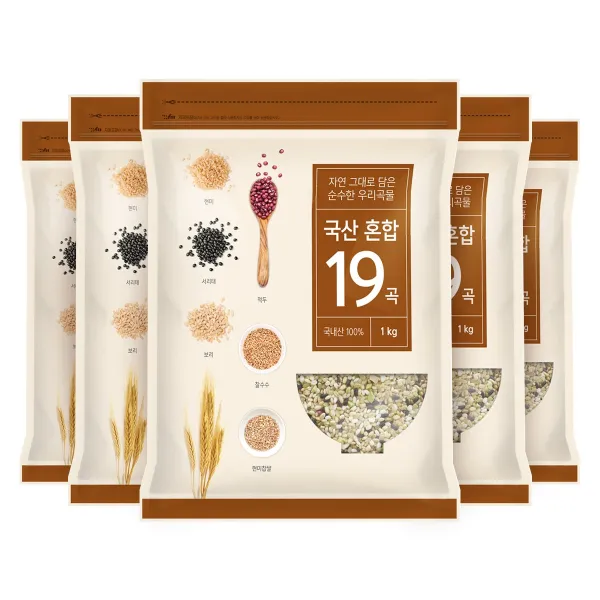 현대농산 국산 혼합 19곡 5kg (1kgx5봉), 5개, 1kg