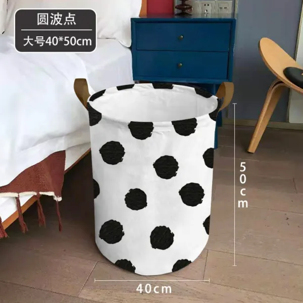 세탁바구니 옷 수납 도트 빨래바구니 T.원파점 큰사이즈 40x50cm 