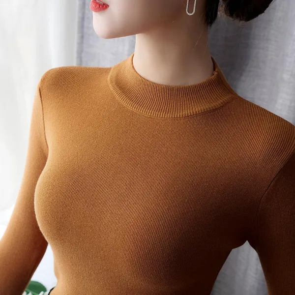 Riwoo 536347062406 여성반폴라스웨터 슬림핏기본