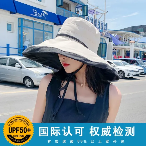 썬캡 일본 자외선 차단제 모자 자외선 차단 얼굴 차양 여성 접이식 여름 모자 처마 태양 모자의 모든 큰