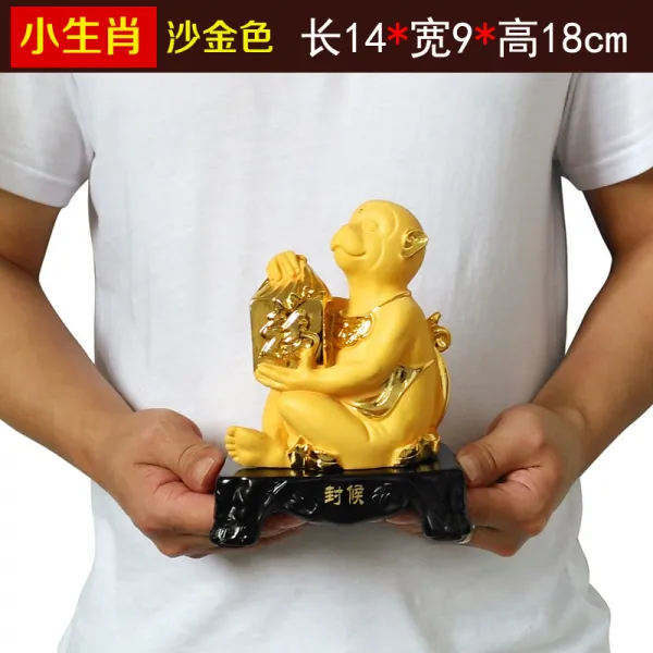 와이유 말소품 12생쇼상조소우호랑구렁이마양원숭이닭돼지속상풍수가 거실장, 소생쇼우원숭이사금색14*9*18CM