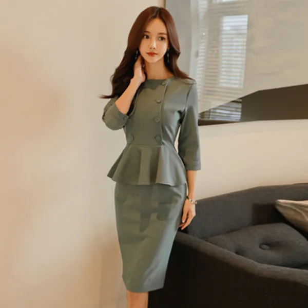 이우미 여성 가을 긴소매 정장 원피스 미디원피스 슬림핏 우아한 오피스룩 하객룩rp250