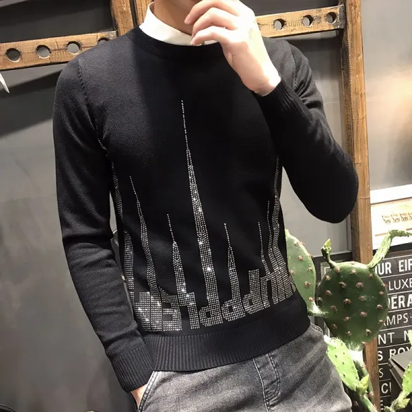 벨라루티 심플 캐주얼 슬림핏 라운드 니트