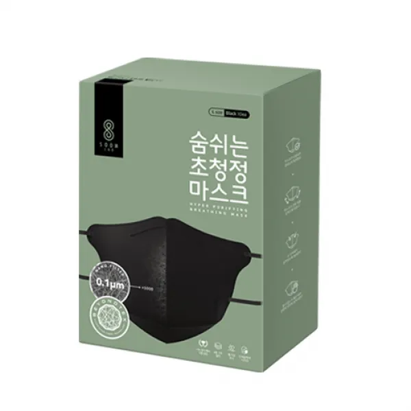 [숨랩] 숨쉬는 초청정 마스크 10박스 [100매입 블랙], 100매입