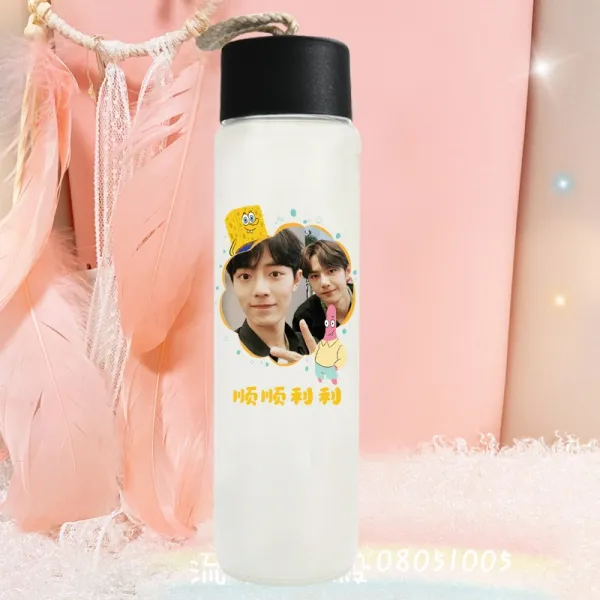 유리물컵 Hirokun 똑같다 유리컵 맟춤제작 초전 왕일박 BJYX 주변 선물 품 4842917024, 블랙 뚜껑 유리컵 003, 400ml