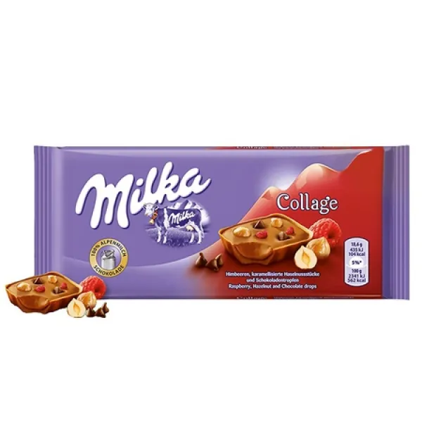 Milka Collage Raspberry Chocolate Bar Candy Original German Chocolate 93g3.28oz, 상세 설명 참조0