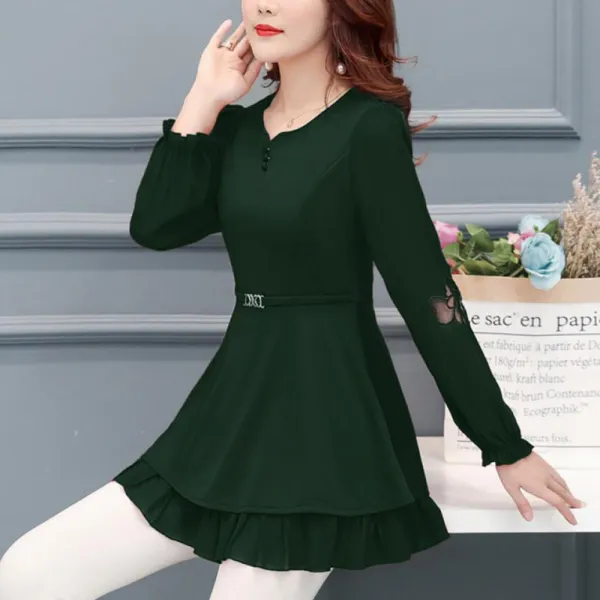퀄리티 중년 여성 긴팔 플라워 블라우스 22 Bgh6zk3