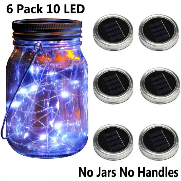 KZOBYD 6 팩 메이슨 Jar Lid 태양열 방수 요정 별자리 불빛 패티오 야드 경로잔치 홈 데코르(Jars Not In, 단일옵션