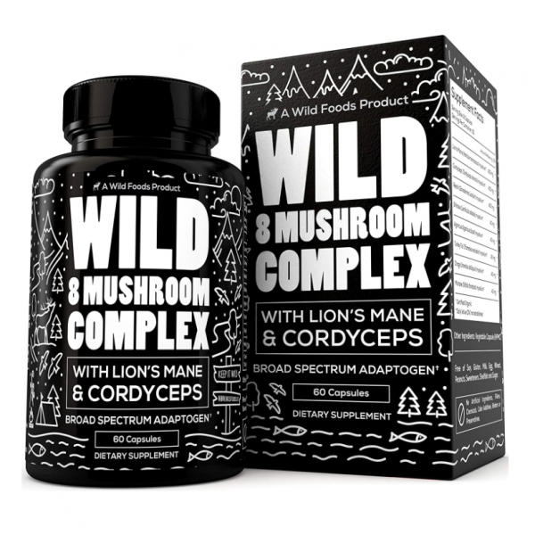 Premium Mushroom Supplement 면역 지원을 위한 차가버섯 포함 8가지 유기농 프리미엄 버섯 보충제 남성과 여성의 집중력 기억력 및 추진력을 지원, 60정