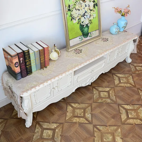 유러피안 TV거실장 테이블보 퀼트 신발장 덥는천 탁상용 천 차탁 패드 롱 사각 테이블 러너 가리다 뚜껑 먼지방지 커버, 맟춤제작 고객 서비스에 연락해죠, 쑥 쌀 리아 쌀 (스커트를 거드름을