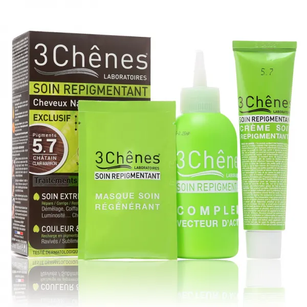 Les 3 chenes 삼참나무 프랑스 심지 생색 계열 천연식물성 단발성 염발약 135ml 5.7 연갈색 밤색 135ml
