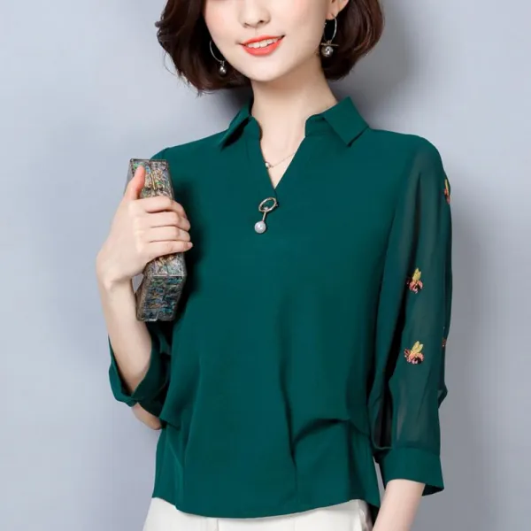 퀄리티 여성 중년 긴팔 블라우스 루즈핏 기본 티셔츠 상의 6 Alpbsk0