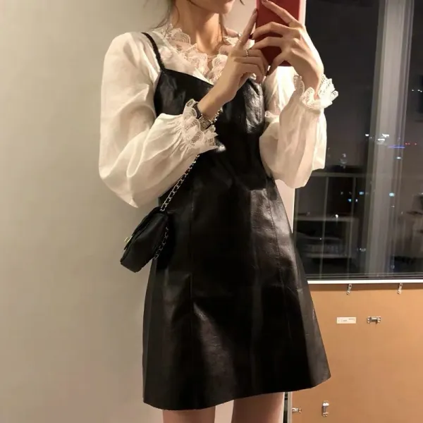 KORELAN 렌치 빈티지 키다리 걸치다 돋보이다 성복 니트 스웨터 벨트 스커트 투피스