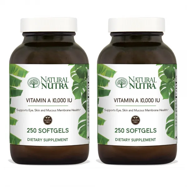 Natural Nutra (2개 구성) 네츄럴뉴트라 프리미엄 비타민A 10 000IU 250캡슐 야맹증 영양제, 1mg, 2개