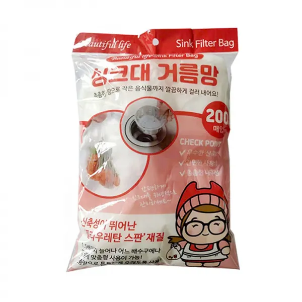 뷰티풀라이프 싱크대 배수구 거름망, 200개입, 1개