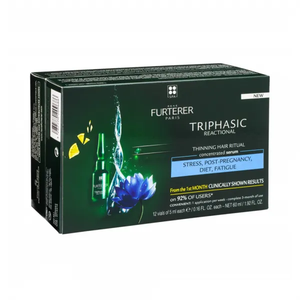 Rene Furterer Triphasic Reactional Serum 르네휘테르 트리파식 리엑션 농축 세럼 1.92oz 12개입, 1개