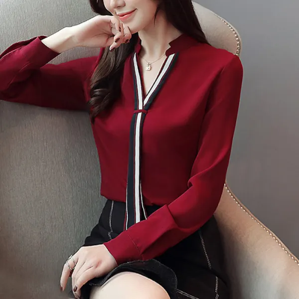 대박난박양 배색 타이 블라우스