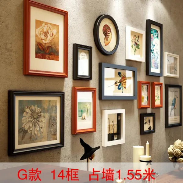 원목액자 실목 사진벽 모던심플 사진 벽조합 배경벽 가구 사진액자 인테리어 벽걸이 창의적 C03 G타입블랙 화이트월넛 3종색상 프레임 마음을 보