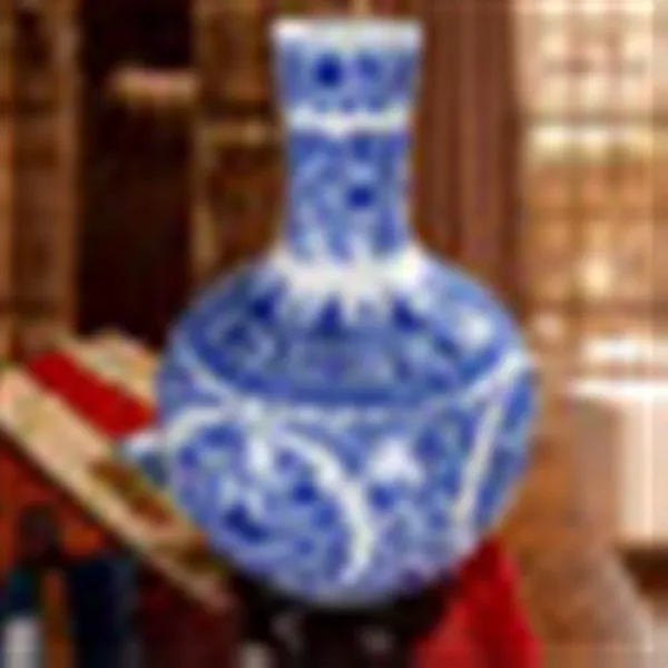경덕진시의 에나멜색천구병.모조품 청화.분을 바르다.수공 천구 꽃병 선물 도자기 선물 도자기 공예품 청화천구병, 단일상품