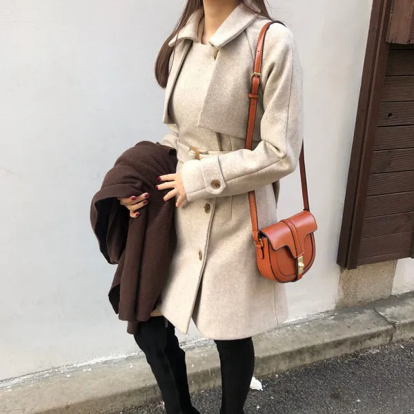 스타일대박 겨울 슬림 울 A라인 숏 트렌치 코트