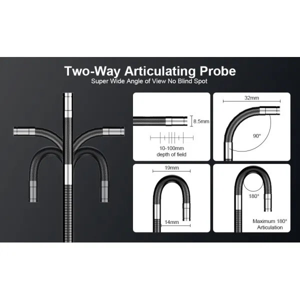 6mm & 8.5mm 3m 5m Articulating 검사 카메라 180 학위 스티어링 산업용 내시경 4.3 