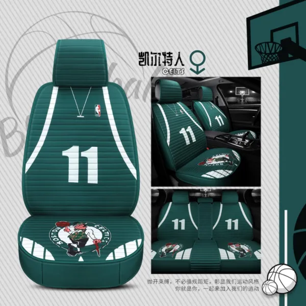 자동차 NBA 유니폼 카시트 쿠션 운전석 조수석 2열 앞뒤좌석 풀세트 NBA 디자인, 보스터 셀틱스 - 표준형