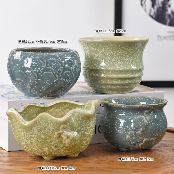 라지 다육 화분 도자기 큰 심플 대구경 굵은 도도 식물 결정 4건커버 빅