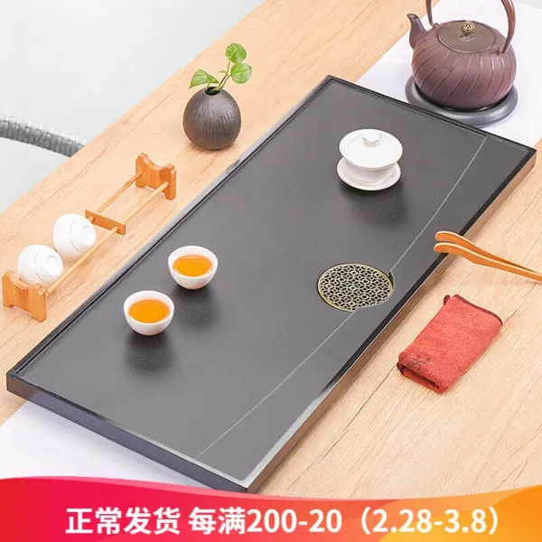 풍천연 오금석차반 찻잎 세트에 심플한 쿵푸차대 크기호 흑금석 배수차 트레이보드 배 - 마사면 50*25*3cm